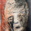 Rugged mixed media drawing of a head