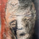 Rugged mixed media drawing of a head