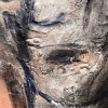 Rugged mixed media drawing of a head (detail 2)