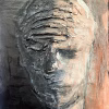 Rugged mixed media drawing of a head