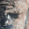 Rugged mixed media drawing of a head (detail 1)