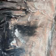 Rugged mixed media drawing of a head (detail 1)