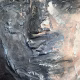 Rugged mixed media drawing of a head (detail 2)