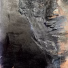 Rugged mixed media drawing of a head (signature)