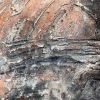 Rugged mixed media drawing of a head (detail 1)