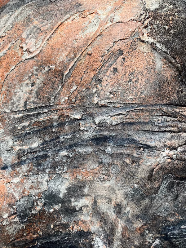 Rugged mixed media drawing of a head (detail 1)