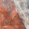 Rugged mixed media drawing of a head (signature)
