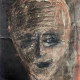 Rugged mixed media drawing of a head