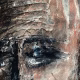 Rugged mixed media drawing of a head (detail 1)