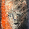 Rugged mixed media drawing of a head