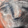 Rugged mixed media drawing of a head (detail 1)