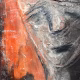 Rugged mixed media drawing of a head (signature)