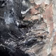 Rugged mixed media drawing of a head (detail 2)