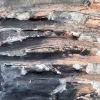Rugged mixed media drawing of a head (detail 3)