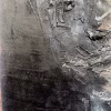 Rugged mixed media drawing of a head (signature)