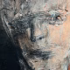 Rugged mixed media drawing of a head (detail 2)