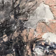 Rugged mixed media drawing of a head (detail 3)