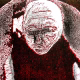 Crawling Woman 1 Black/Red Detail: A woman crawls along the ground. She is bald, skeletal and covered in a removal blanket. Printed and tinted/shaded in black and red.